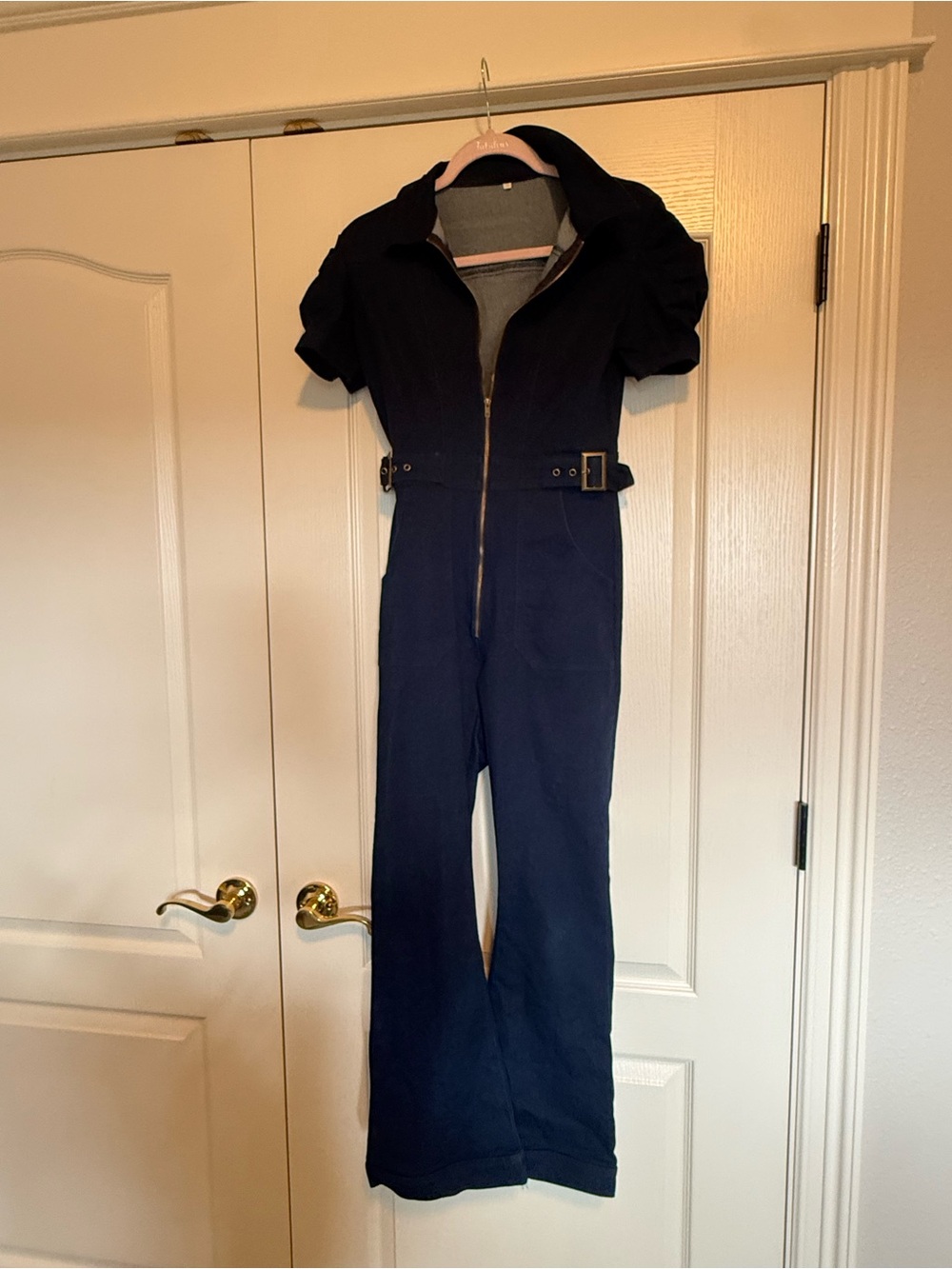 Navy Zip-Front Women's Jumpsuit